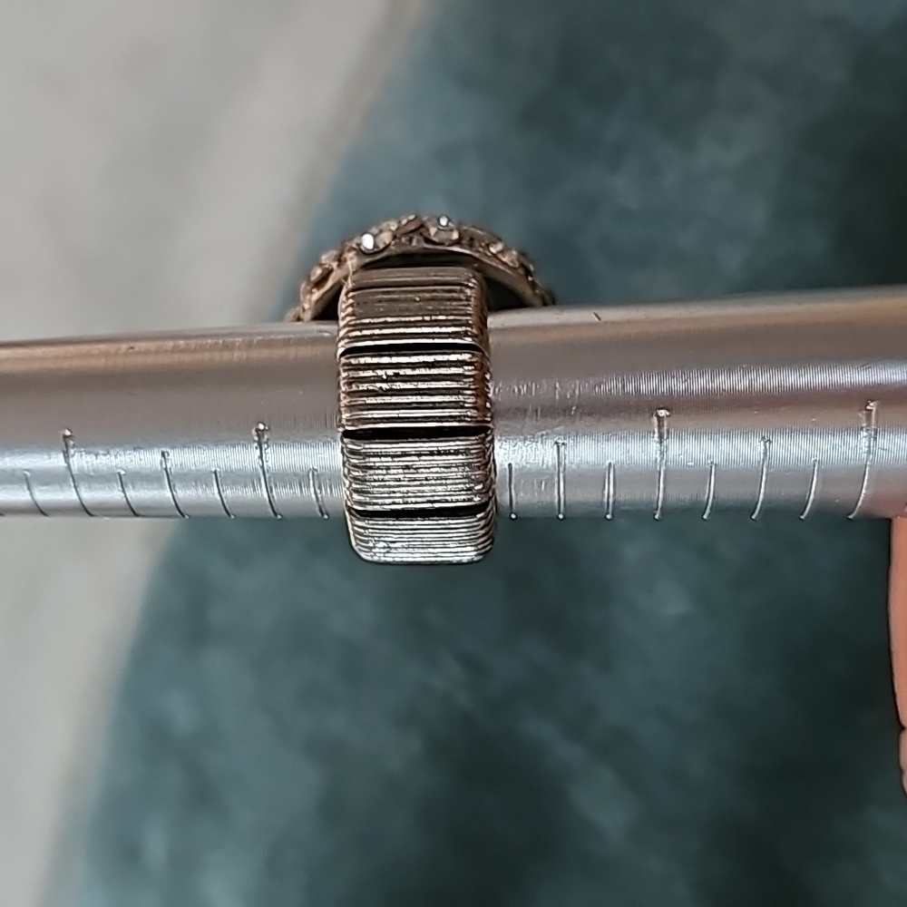 Ring Stretchy Rhinestone Domed Statement Ring Sil… - image 3